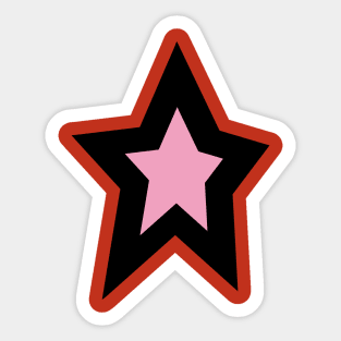 Pink Star Thick Black Line Sticker